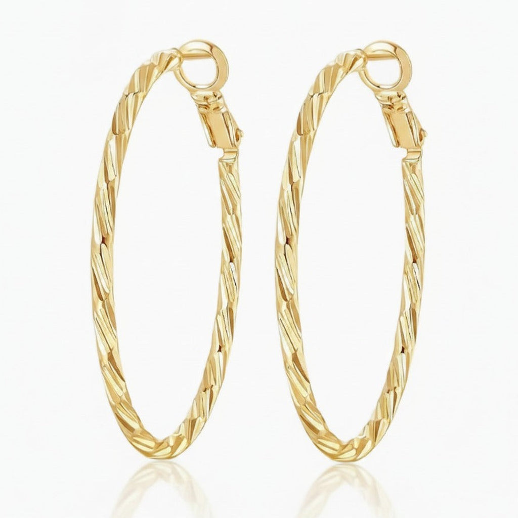 Twisted Rope Hoop Earrings - Gold