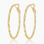 Twisted Rope Hoop Earrings - Gold