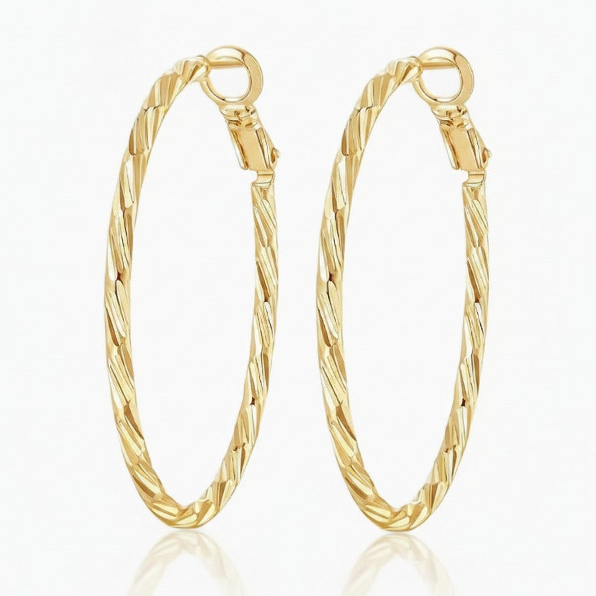 Twisted Rope Hoop Earrings - Gold