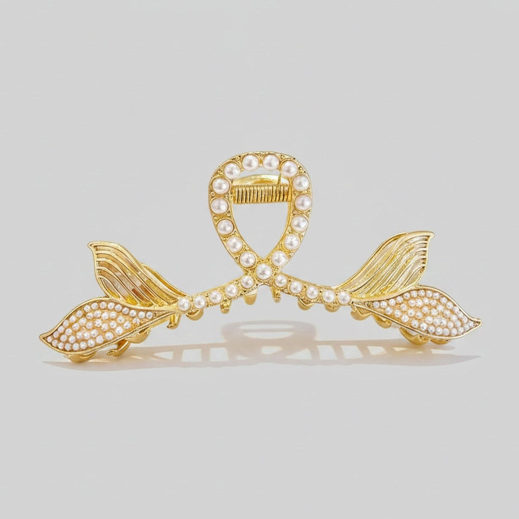 Pearl Mermaid Tail Gold Hair Claw – hair accessories (view 1)