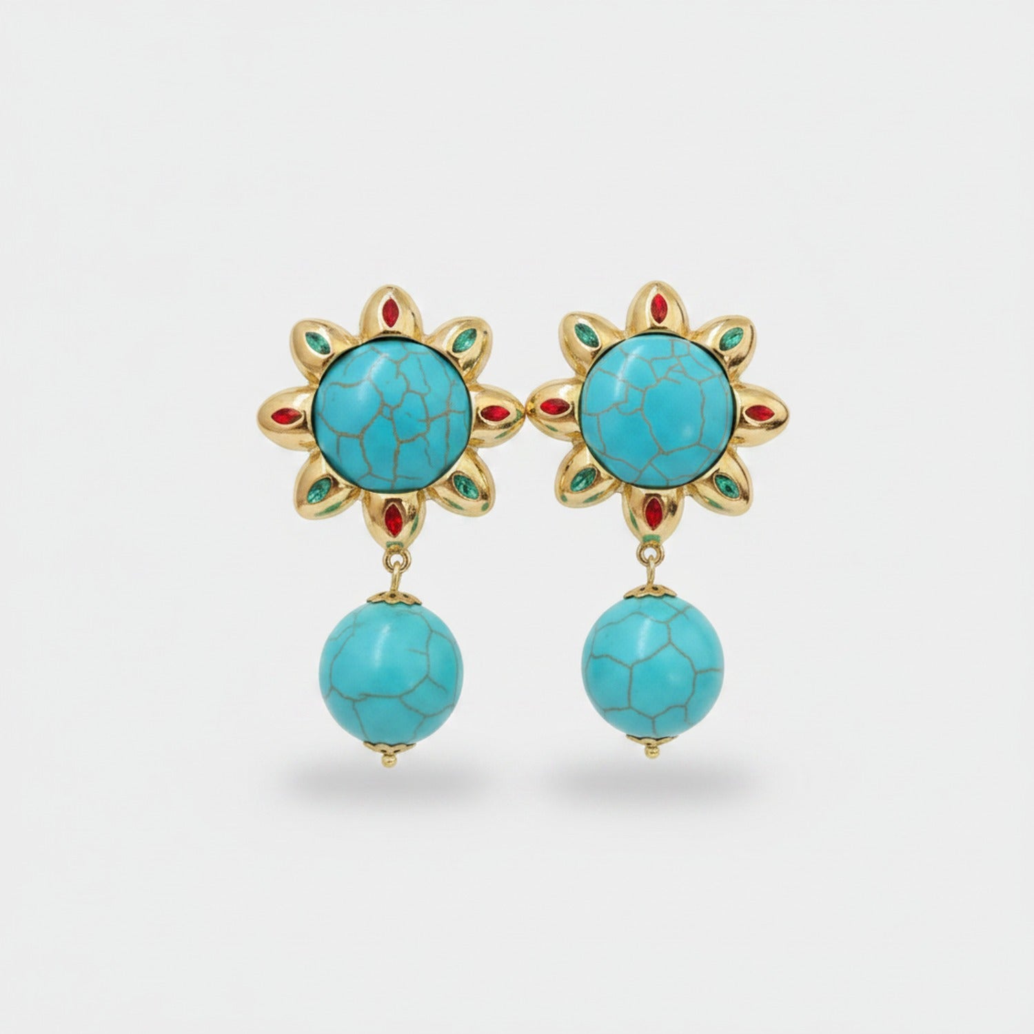 Turquoise Sunburst Drop Earrings Turquoise