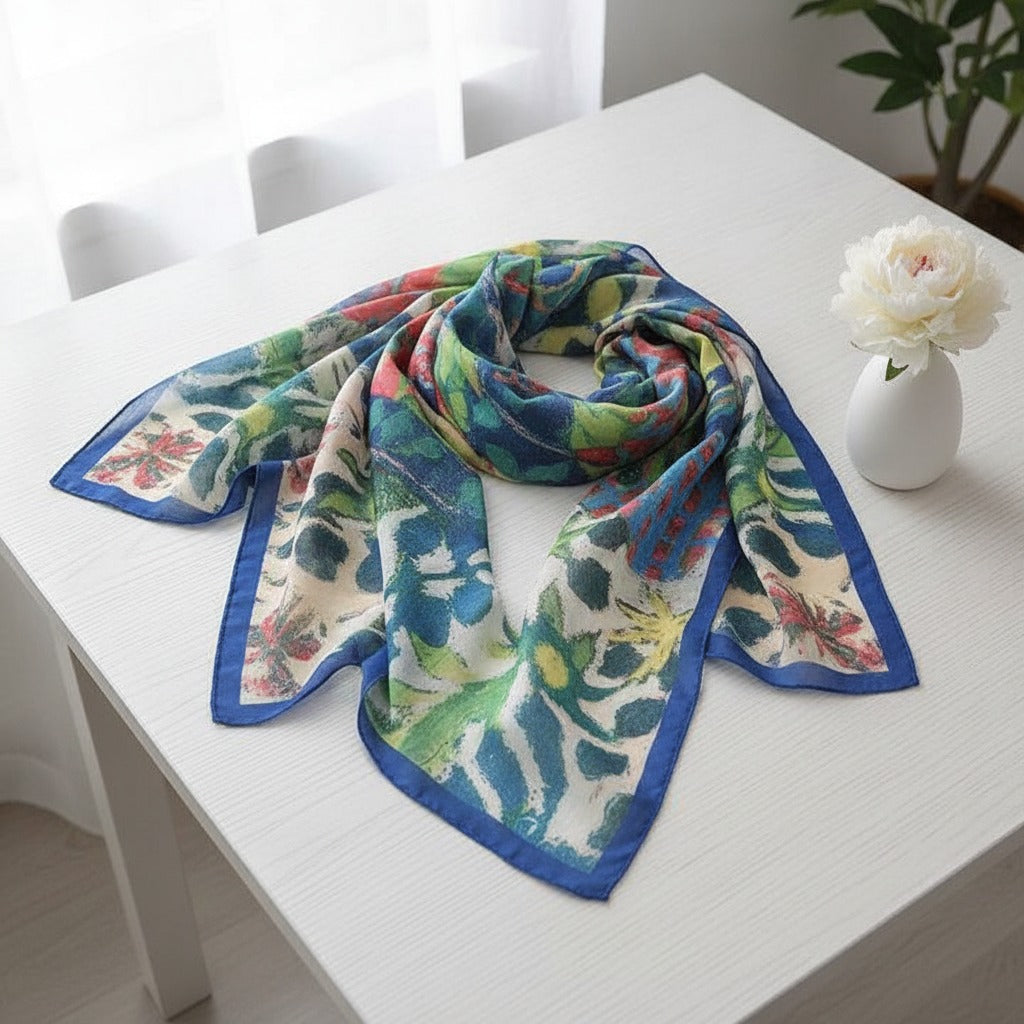 Mixed Floral Print Square Scarf - Multi Floral