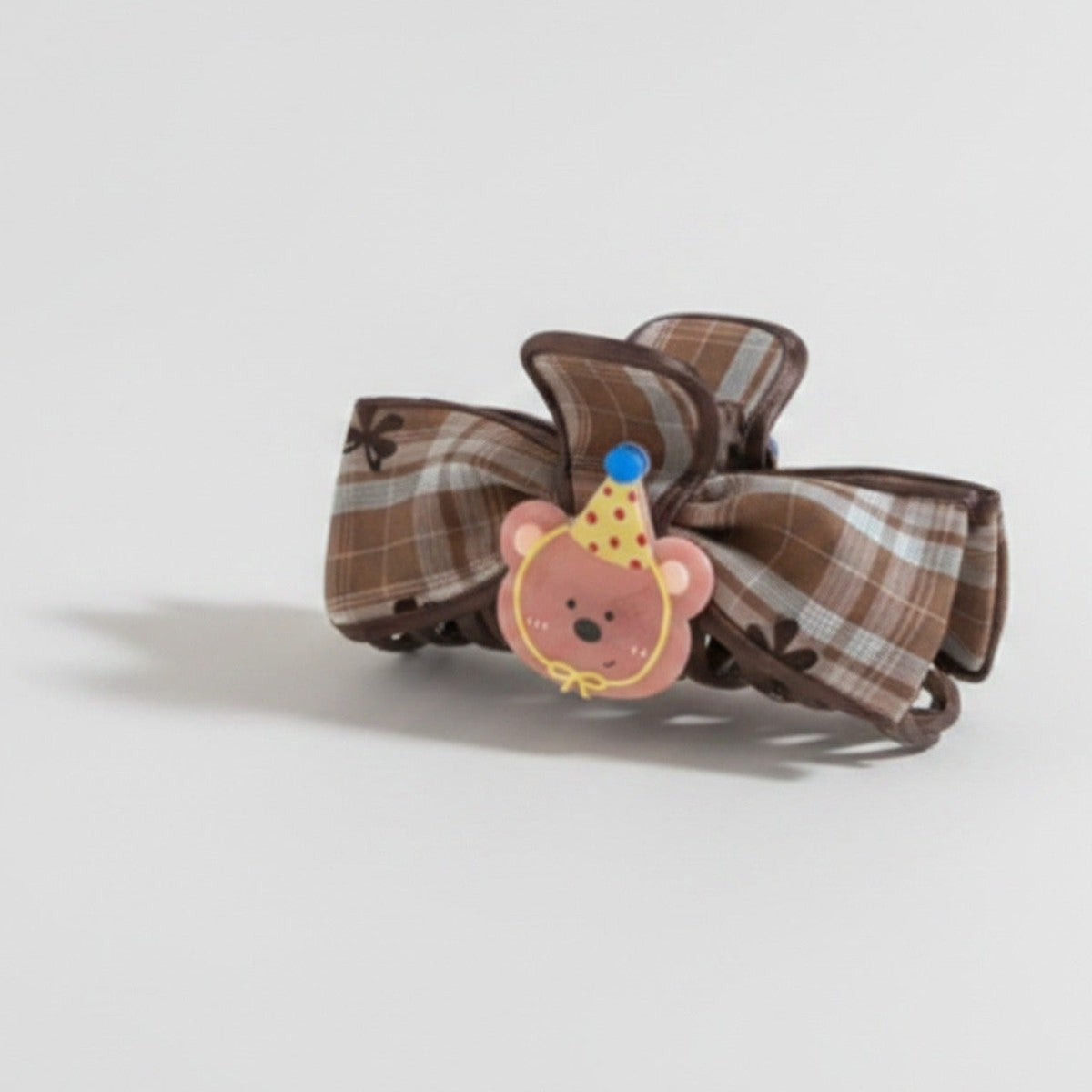 Brown Plaid Bear Party Hair Claw Clip – hair accessories (view 1)