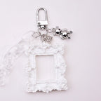 Ornate Frame Photo Keychain - White