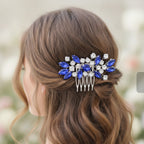 Crystallized Statement Hair Comb Blue
