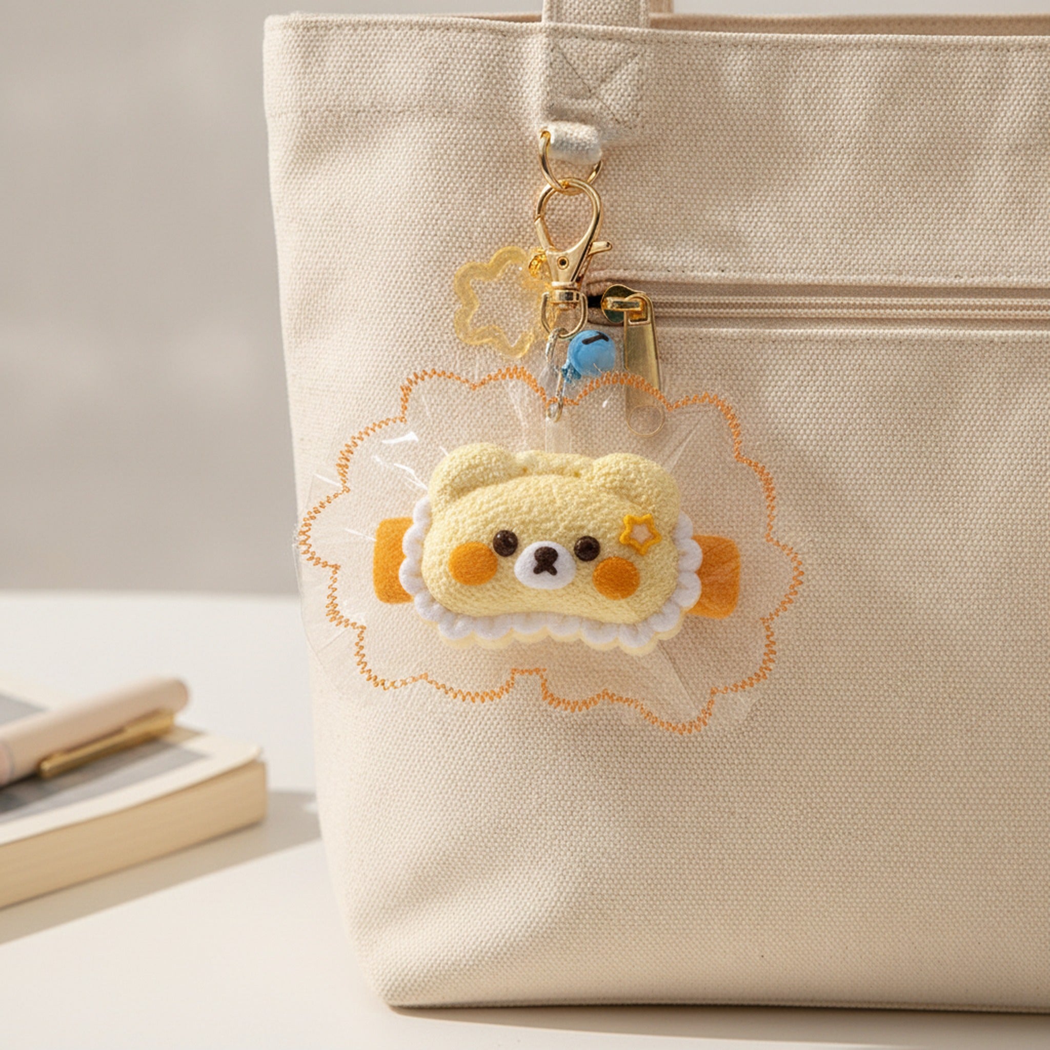 Fuzzy Cat Squishy Keychain - Yellow