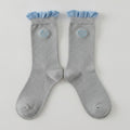 Gray Gingham Cuff Embroidered Crew Socks – apparel accessories (view 1)