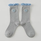 Gray Gingham Cuff Embroidered Crew Socks – apparel accessories (view 1)