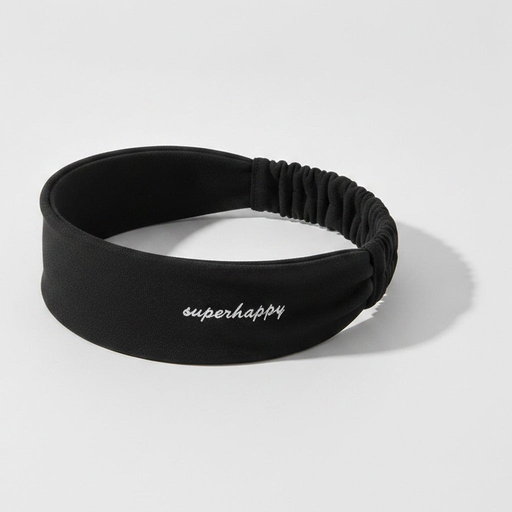 Ruched Stretchy Hair Wrap Headband - Black – hair accessories (view 1)