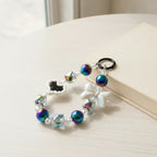 Iridescent Beaded Charm Keychain - Black