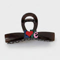 Hair Claw With Love Charm - Red Heart Red Brown Clip – hair accessories (view 1)