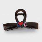 Hair Claw With Love Charm - Red Heart Red Brown Clip – hair accessories (view 1)