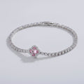 Pink Clover Rhinestone Tennis Bracelet – jewelry (view 1)