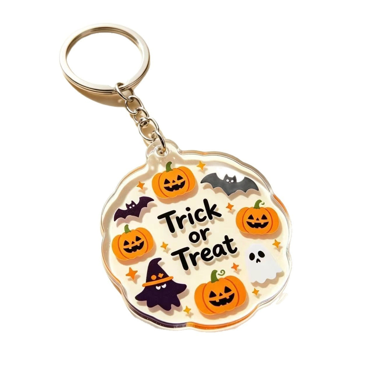 Halloween Pumpkin Ghost Rose Acrylic Keychain Bag Charm - Type 1