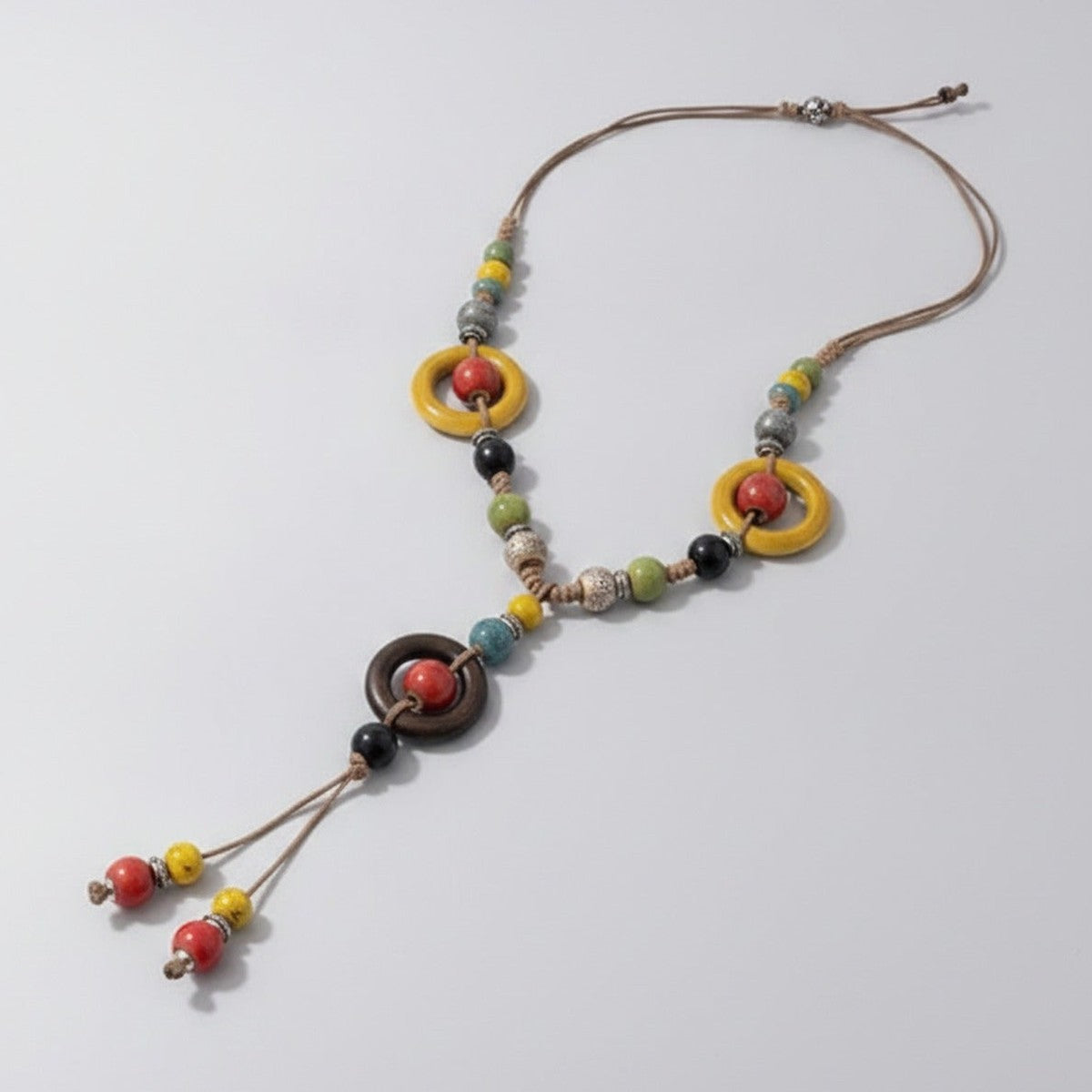 Beaded Pendant Necklace With Colorful Stone Charms – jewelry (view 1)