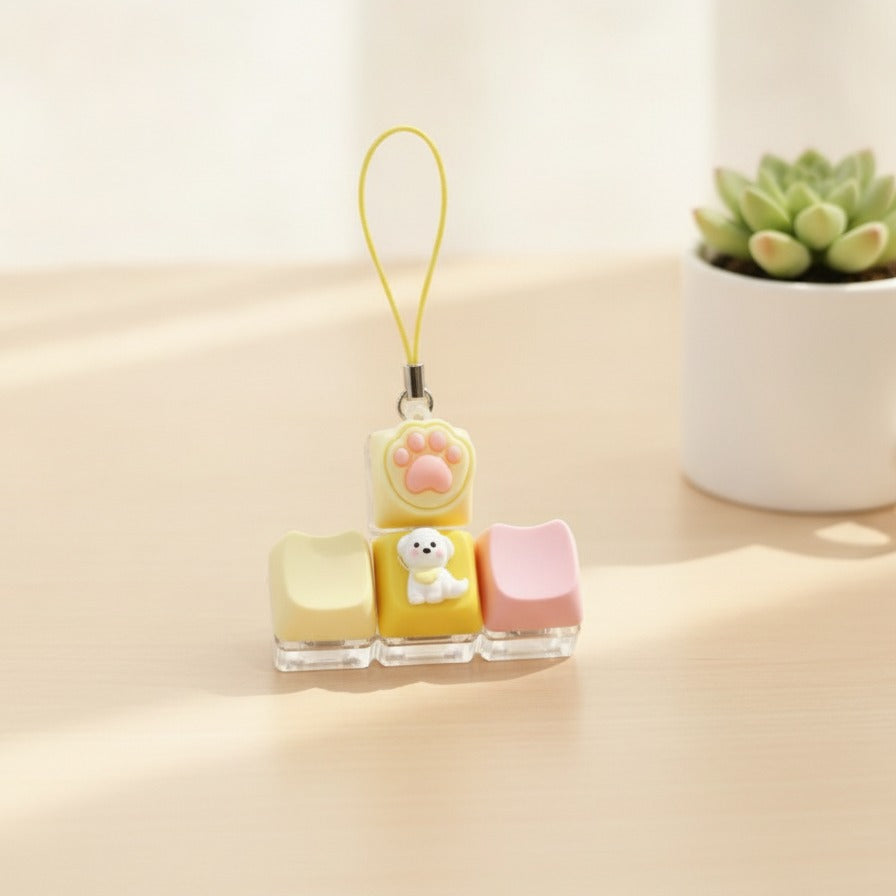 Cute Pup Light-Up Keychain - Yellow