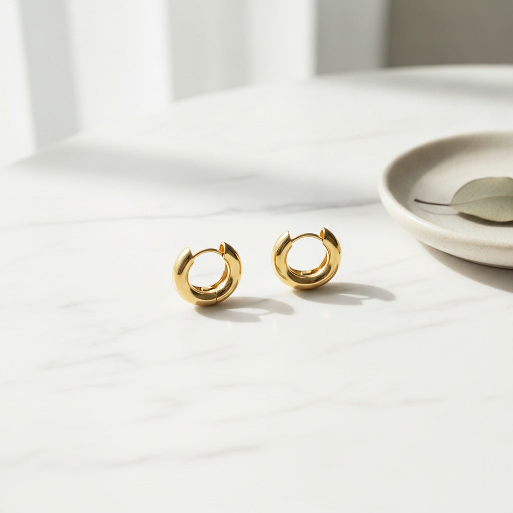 Chunky Mini Hoop Earrings - Gold