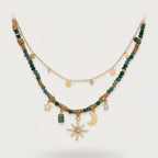 Green Beaded Charm Necklace Set with Star Moon Pendants – jewelry (view 1)
