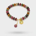 Multicolor Tourmaline Beaded Bracelet With Gold Charm – jewelry (view 1)