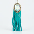 Opal Stone Tassel Dangle Earring - Teal