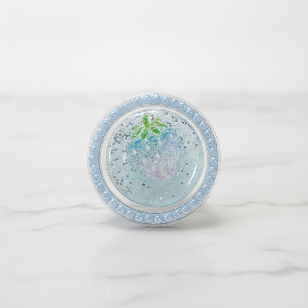 Strawberry Glitter Phone Grip - Blue