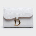 White Crocodile Embossed Card Wallet With D Ring – bags & wallets (view 1)