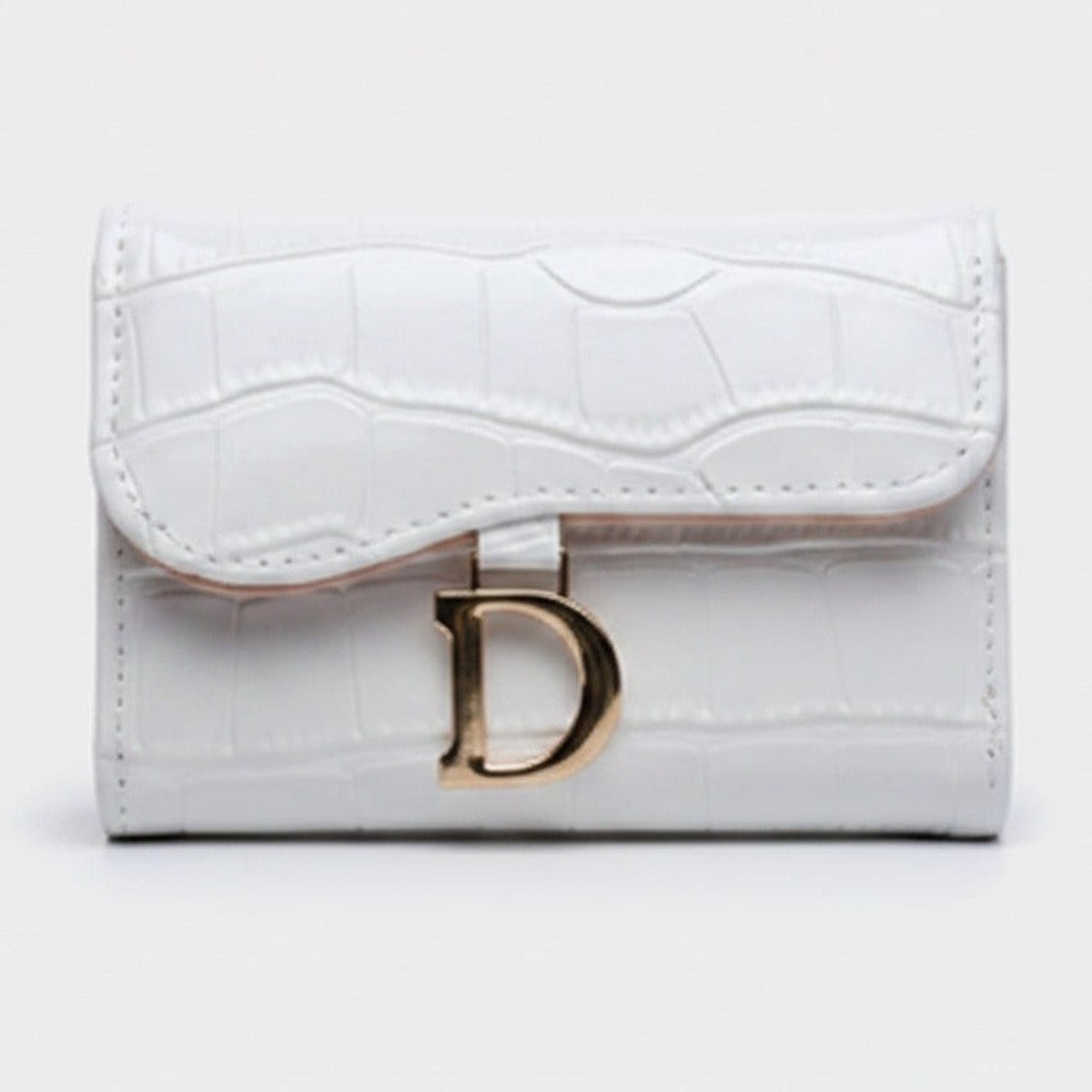 White Crocodile Embossed Card Wallet With D Ring – bags & wallets (view 1)
