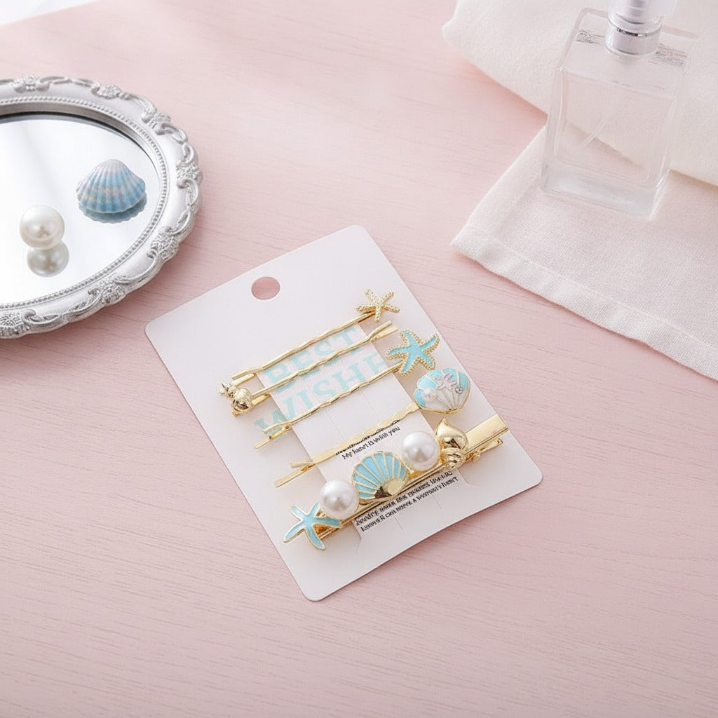 Coastal Charm Hair Clip Set - Blue