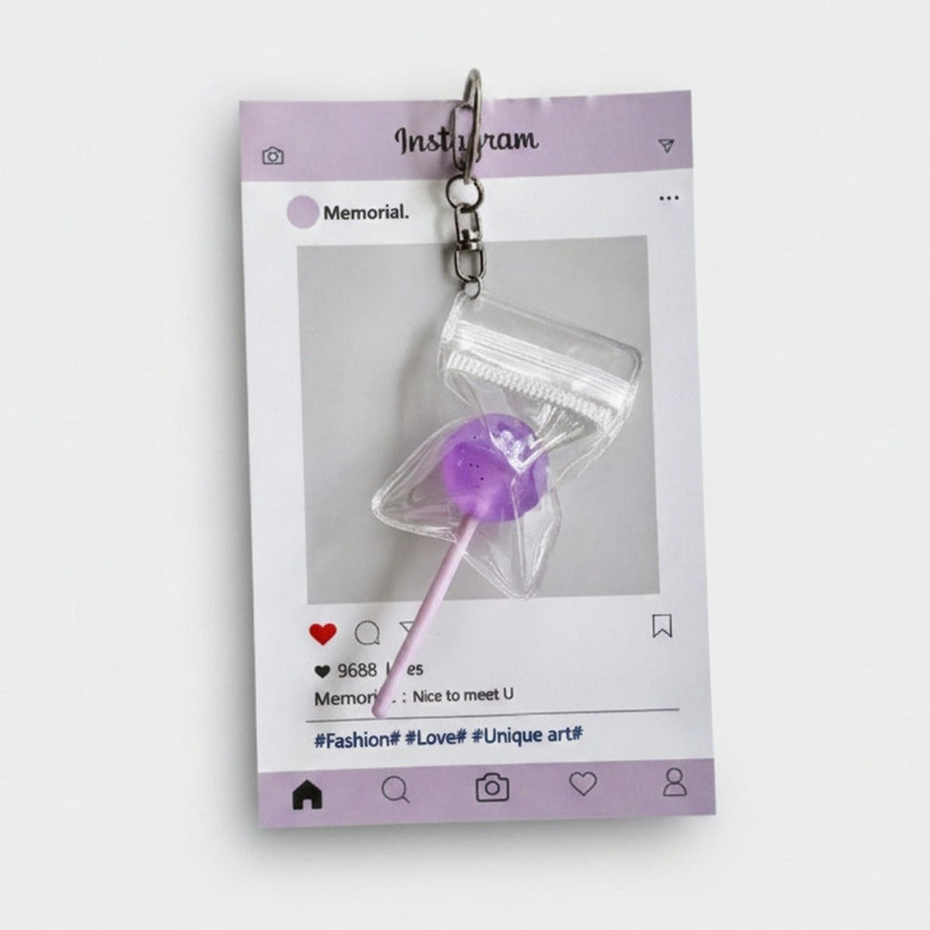 Lollipop Treat Bag Keychain Charm - Purple – novelty & toys (view 1)