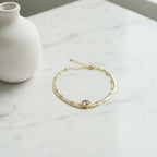 Layered Chain Bracelet with Stone - Gold