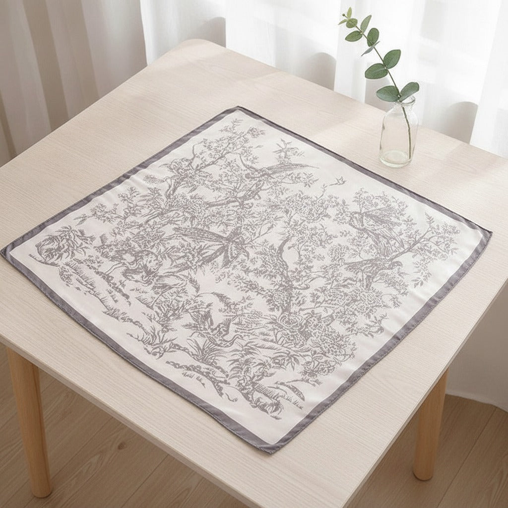 Enchanted Garden Sketch Scarf - Taupe & Cream