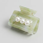 Pearl Accent Marble Hair Claw Clip - Teal – hair accessories (view 1)