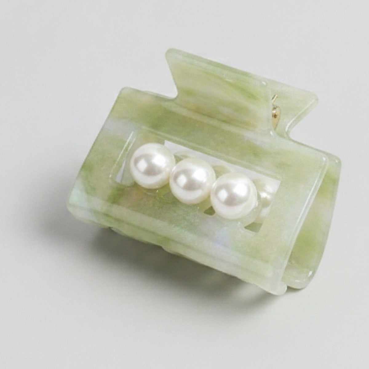 Pearl Accent Marble Hair Claw Clip - Teal – hair accessories (view 1)