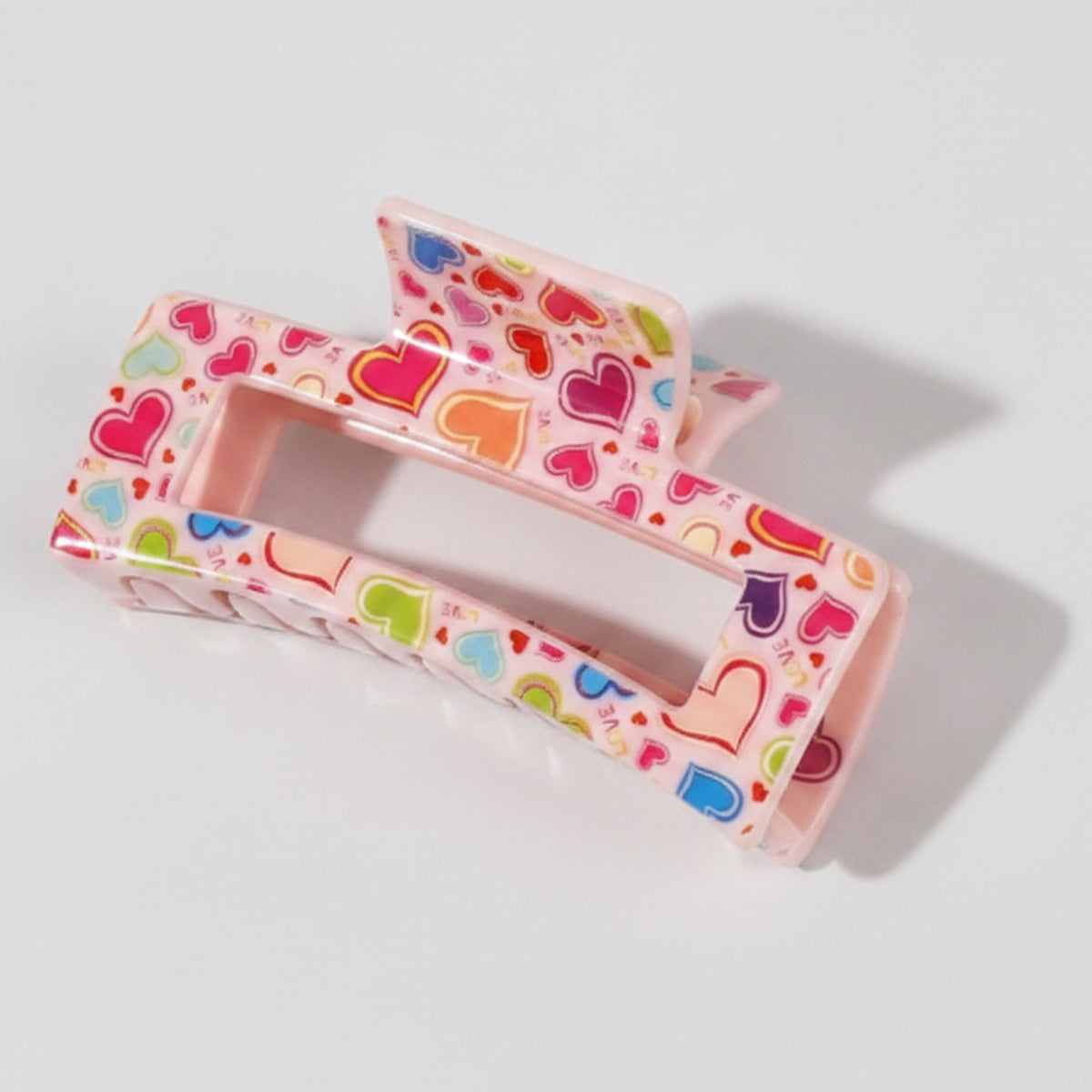 Pink Heart Claw Clip Rainbow Design – hair accessories (view 1)