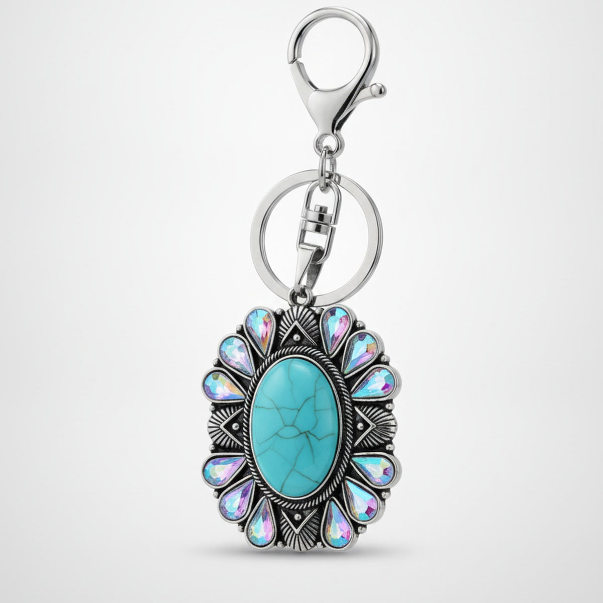 Turquoise Sunburst Charm Keychain - Type 2