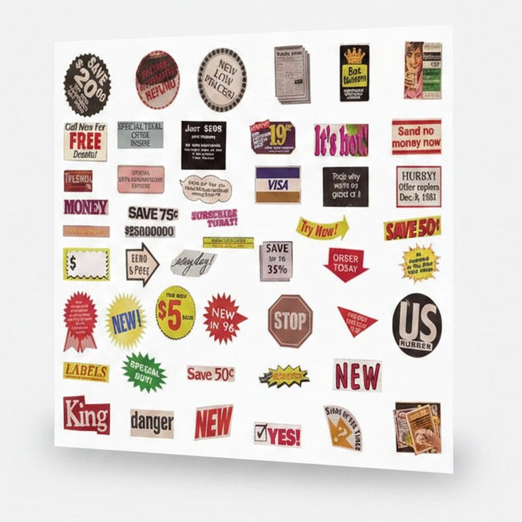 Vintage Ad Collage Sticker Set - Retro Moments
