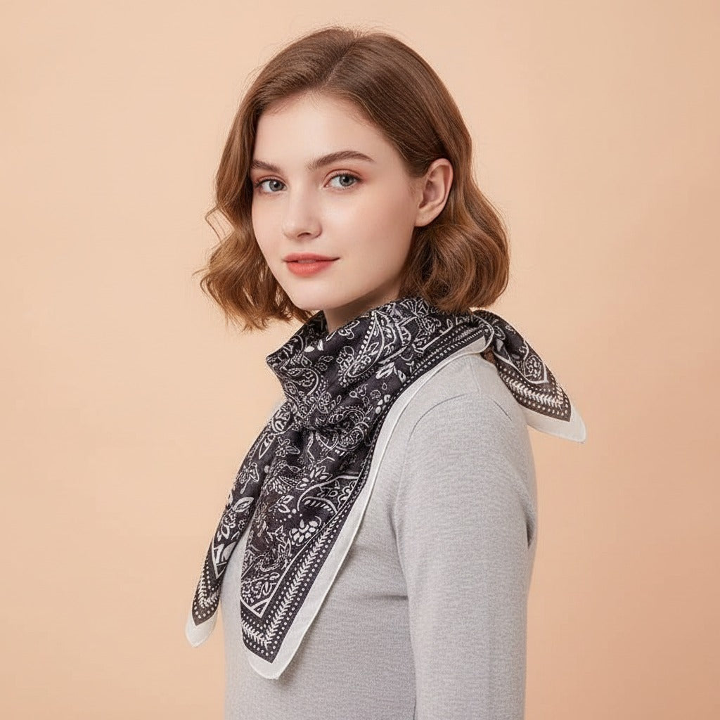 Paisley Bandana Scarf - Classic Charcoal