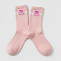 Pink Ribbed Heart Crew Socks – apparel accessories (view 1)