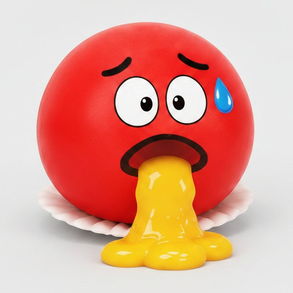 Shocked Emoji Vomit Squeeze Toy - Red