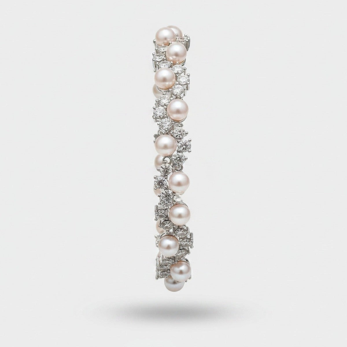 Pearl and Rhinestone Tennis Bracelet Silver – jewelry (view 1)