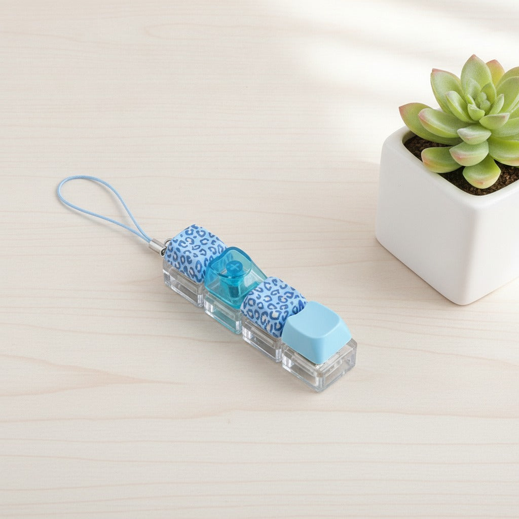 Leopard Print Nail Polish Keychain - Blue Leopard