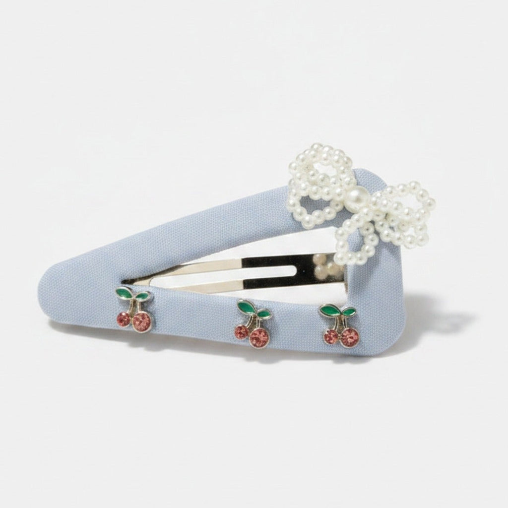 Pearl Beaded Hair Clips With Cherry Charms – hair accessories (view 1)
