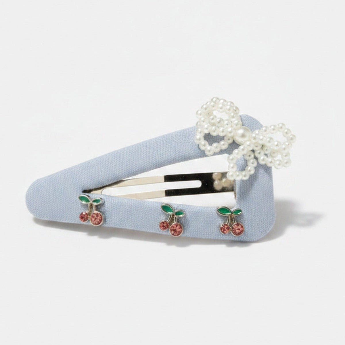 Pearl Beaded Hair Clips With Cherry Charms – hair accessories (view 1)