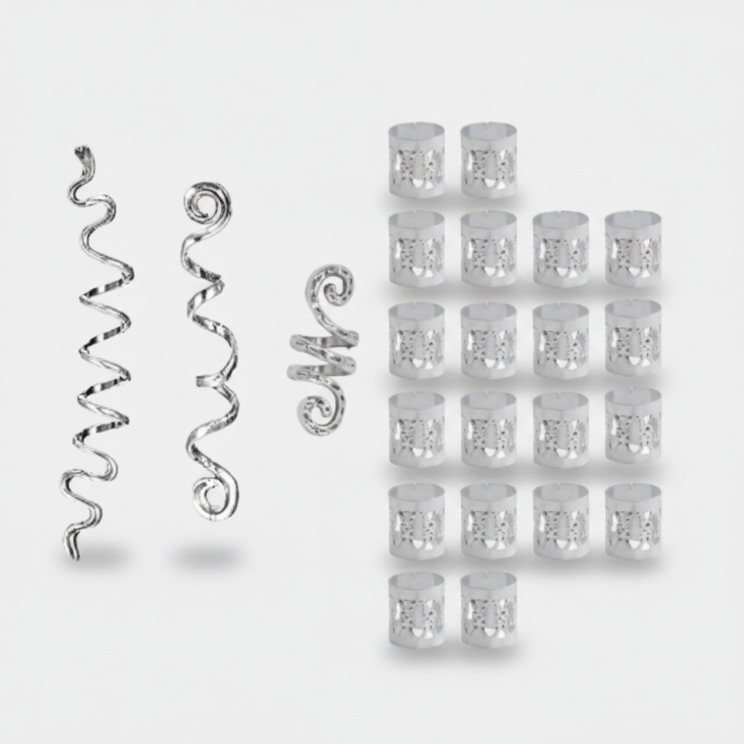 Gold Spiral Hair Clips Assorted Set Silver
