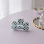 Polka Dot Bone Hair Claw - Blue Polka Dot