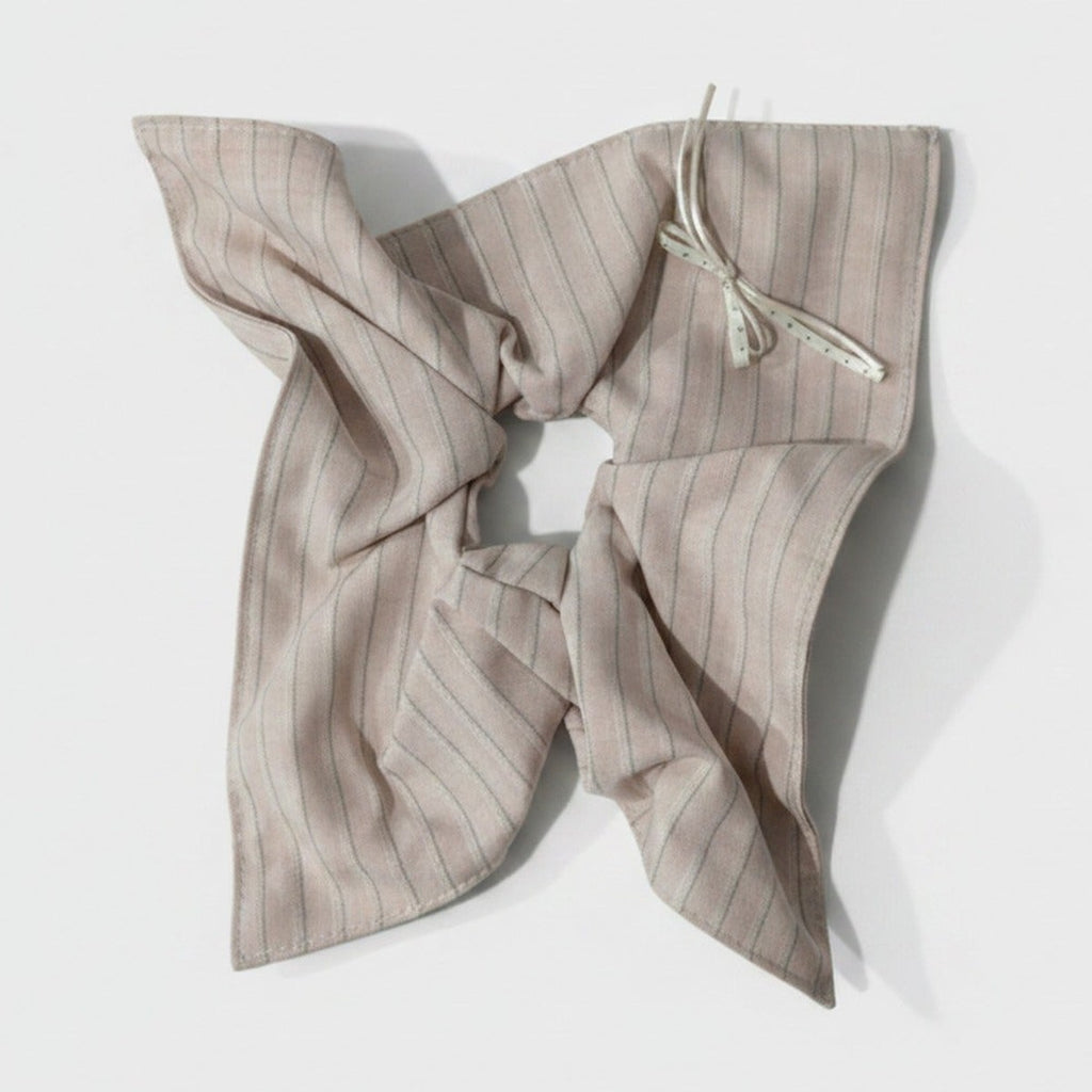 Pinstripe Linen Hair Bow Scrunchie – hair accessories (view 1)