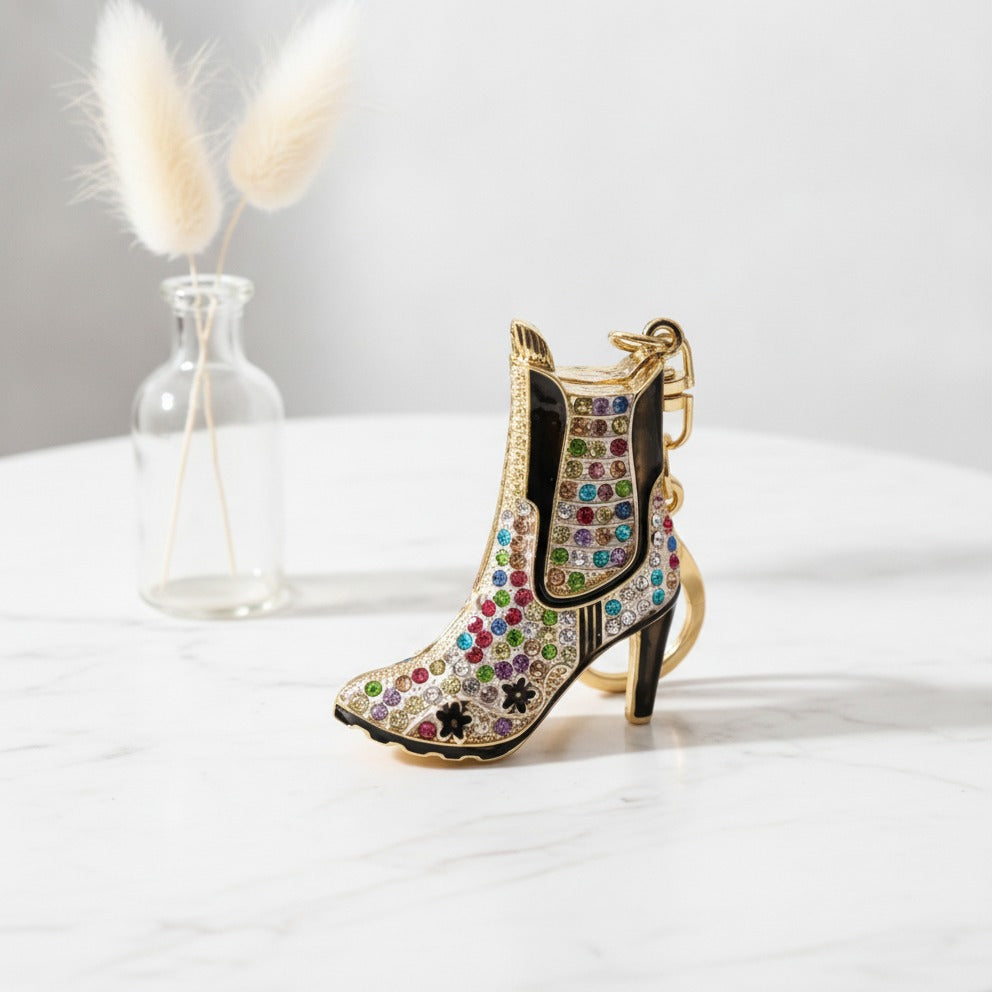 Rhinestone Cowboy Boot Keychain - Multicolor