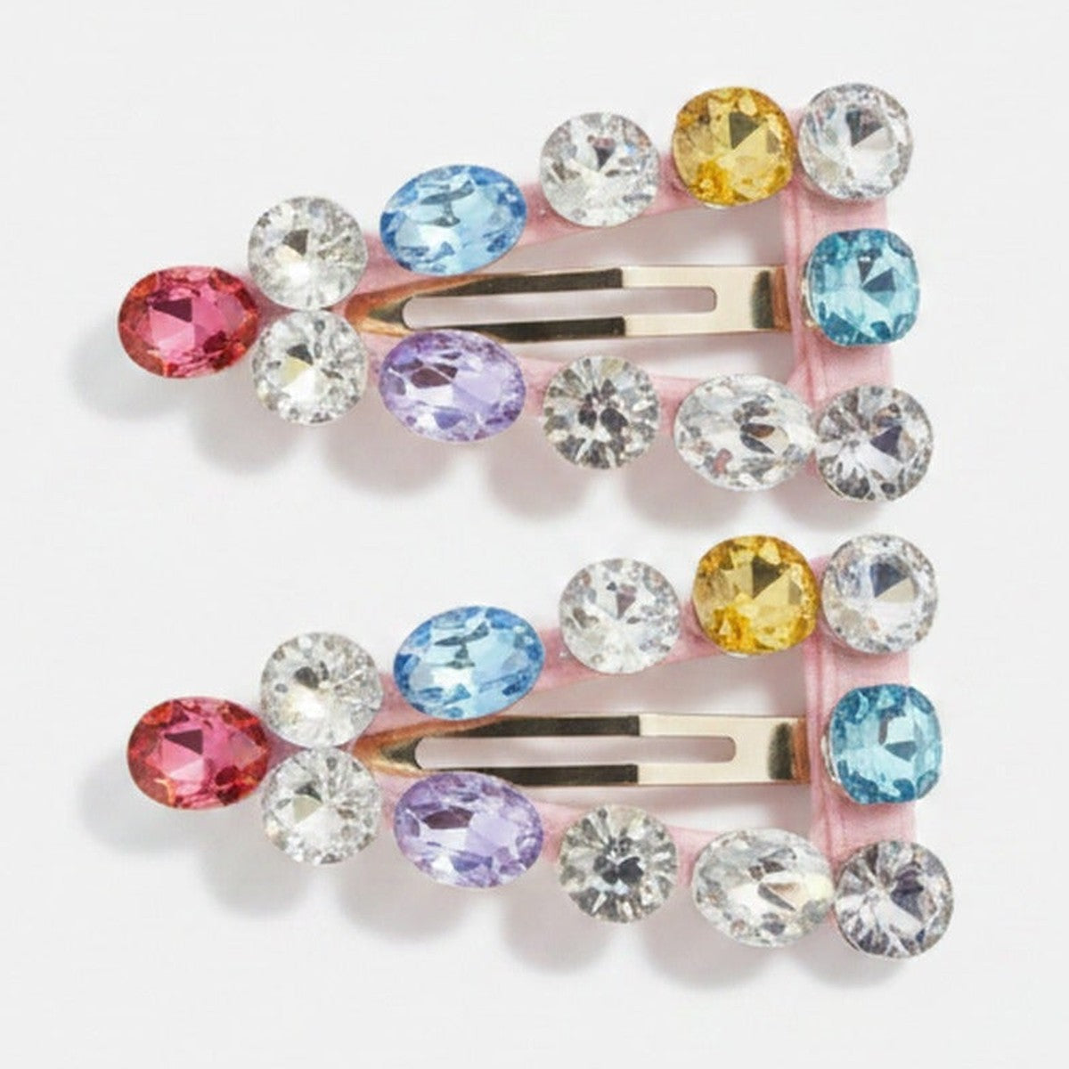 Sparkle Rhinestone Hair Clip Duo - Pink Accent – hair accessories (view 1)