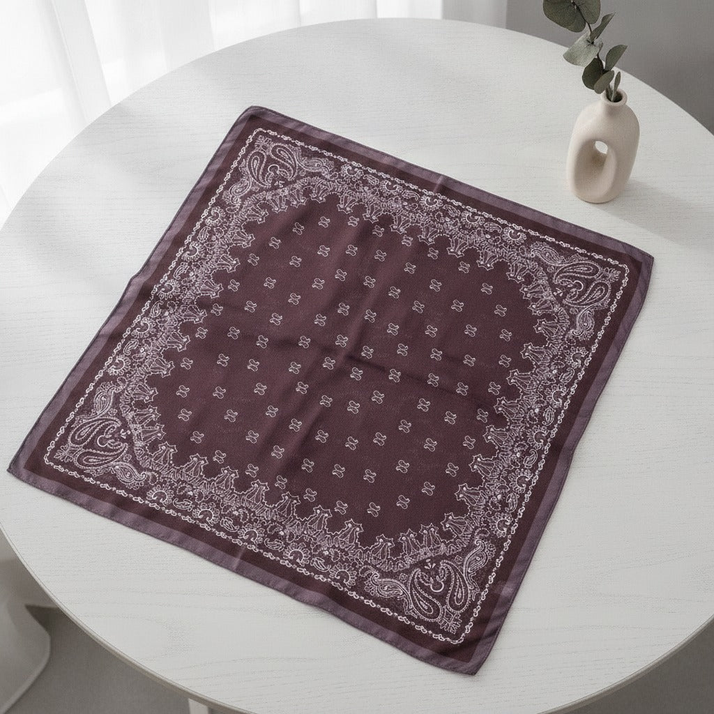 Ornate Bandana Square Scarf - Mauve