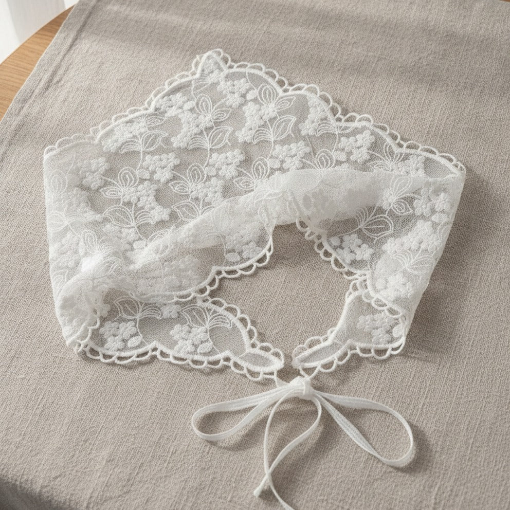 Embroidered Floral Mini Bonnet Headwrap - Plum Blossom